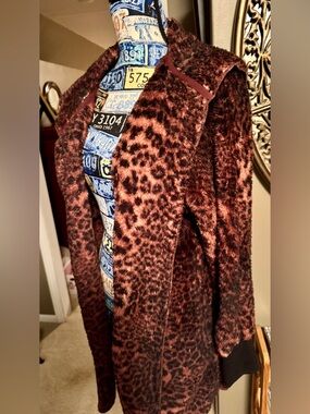 90 Degree By Reflex Brown Leopard Teddy Jacket